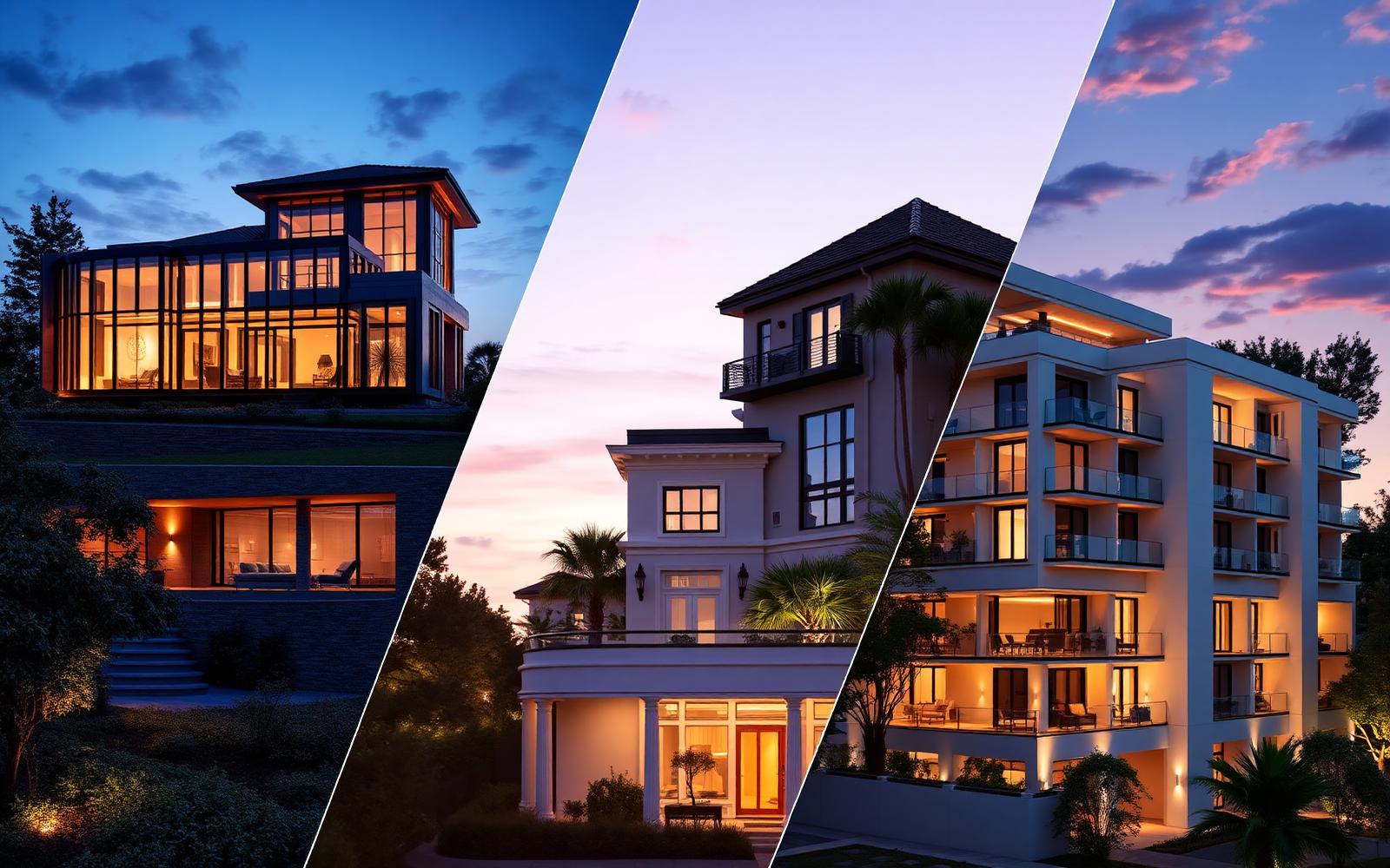 Luxury properties at twilight